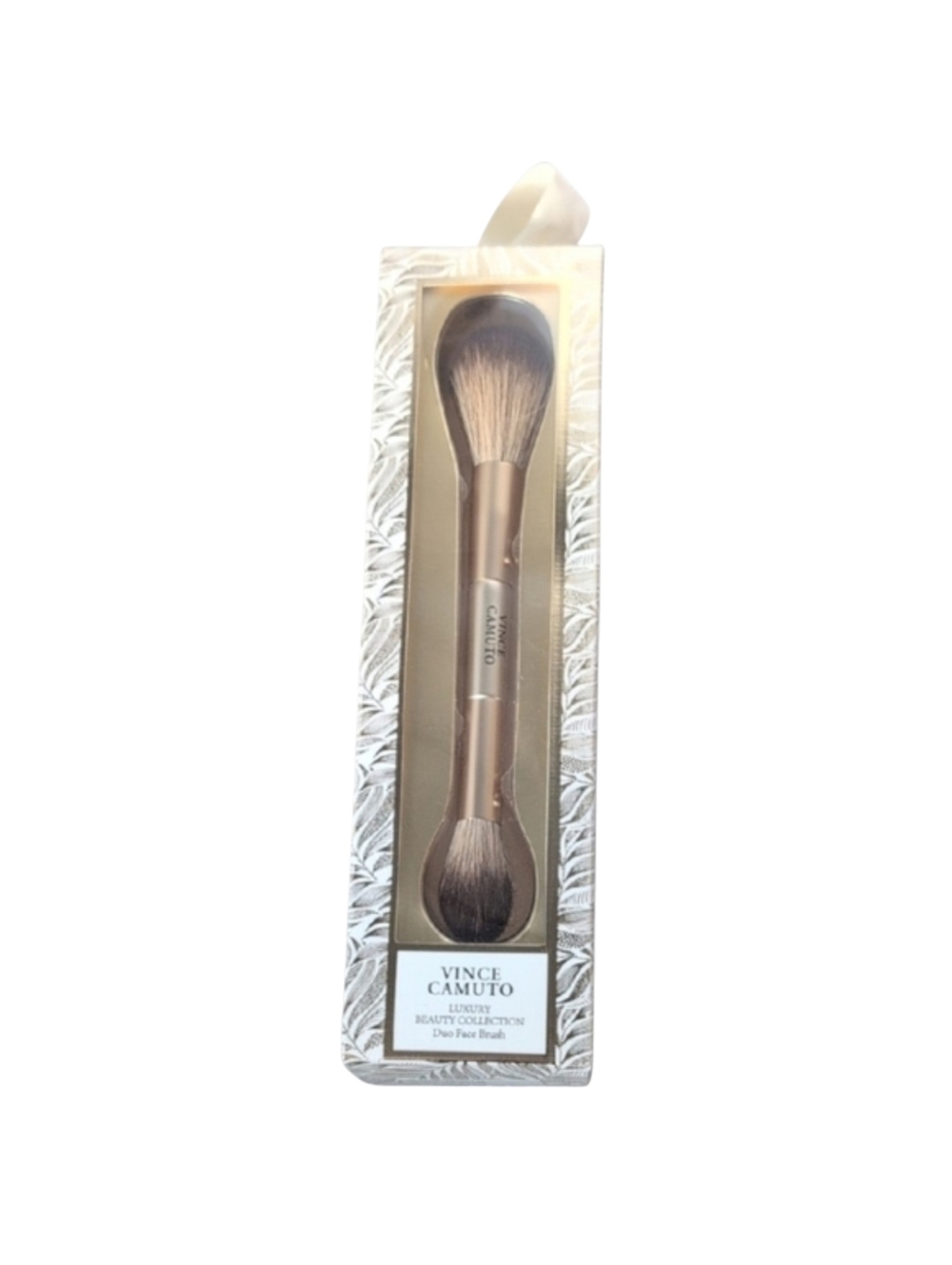 Vince Camuto Luxury Beauty Collection Duo Face Brush Gold Tone Handle